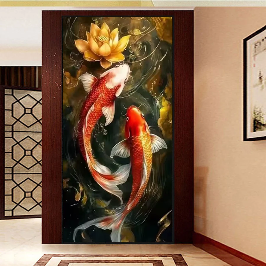 

Кои карп цветок лотоса 5D квадратный DIY алмазная живопись мозаика рыбы полный горный хрусталь вышивка крестиком наборы домашний декор