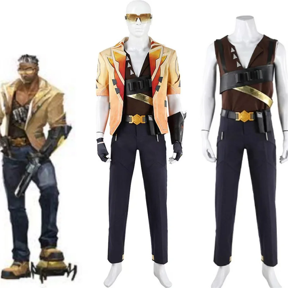 Valorant Tejo-Disfraz de Cosplay, abrigo, pantalones, camisa, traje de fantasía de batalla para hombres, trajes de fiesta de Carnaval y Halloween