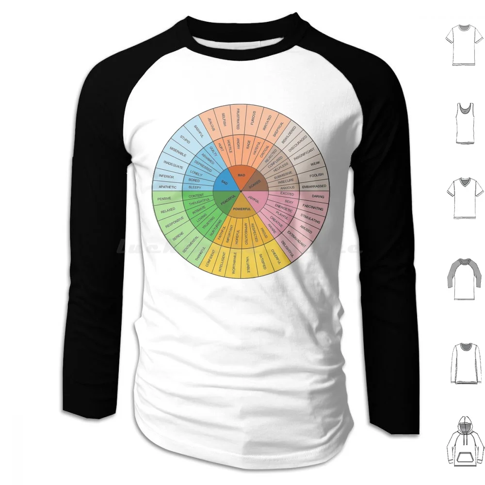 Wheel Of Emotions Hoodies Long Sleeve Wheel Emotions Wheel Of Emotions Wheel Of Feelings Feelings Wheel Psychiatry