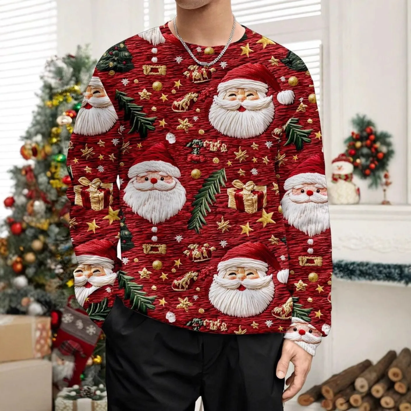 

Christmas Casual Top For Men Women Teens Holiday Party Gift3D Digital Print Autumn Winter Crewneck Sweatshirt Unisex Streetwear