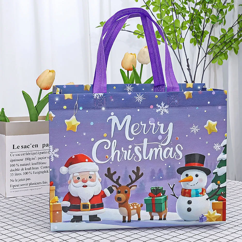 هدية عيد الميلاد حقيبة غير المنسوجة سانتا ثلج شجرة عيد الميلاد حمل التعبئة والتغليف الحقيبة مقاوم للماء حقيبة يد للتسوق عيد الميلاد السنة الجديدة أكياس الحلوى