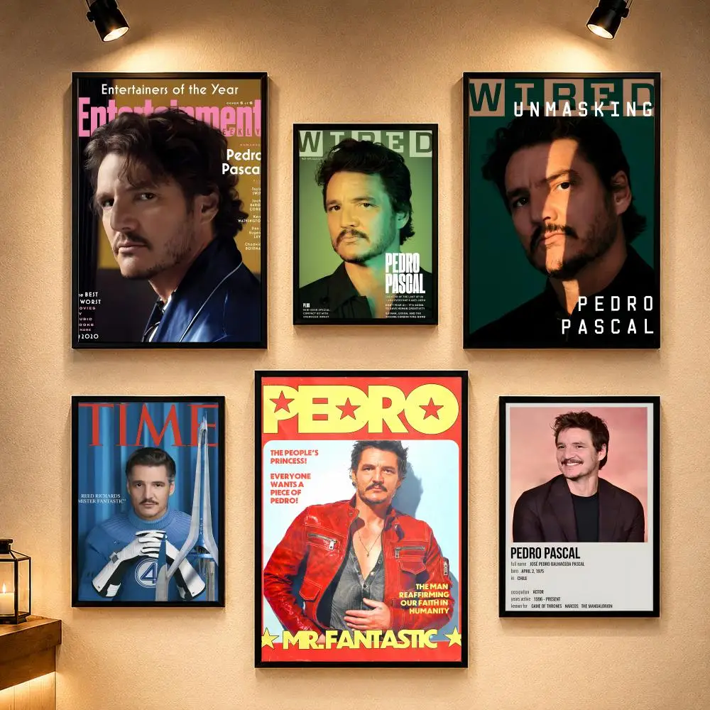 Famous Actor P-Pedro PascalS Poster Vintage Retro Anime Poster Stickers Peel and Stick Wall Art Home Decor