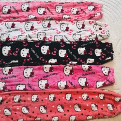 Kawaii Sanrio Hellokitty kreskówka piżama spodnie Y2K kobiety jesień/zima puszyste ciepłe spodnie babci modne luźne spodnie piżamy