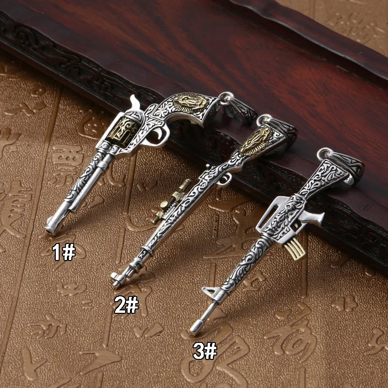 

S925 sterling silver jewelry retro thai silver european and american fashion popular revolver creative pendant