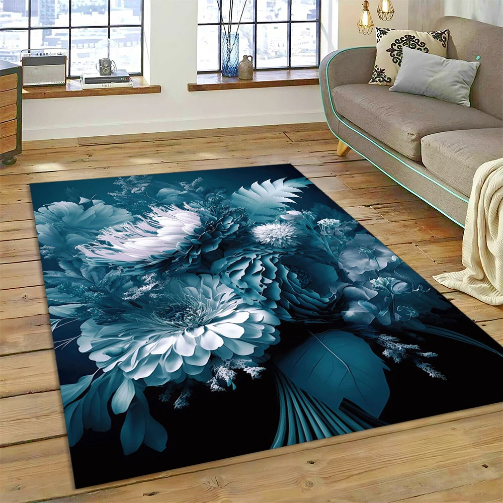 HD Pretty Flower Daisy Rose Chrysanthemum Carpet Rug for Home Living Room Bedroom Sofa Doormat Decor,Kids Area Rug Non-slip Mat