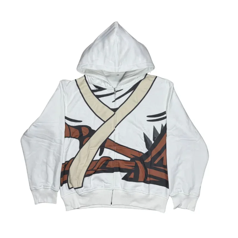 Y2K 2-delige set Anime personage rits hoodie High Street cosplay print 5 kleuren dagelijkse kleding trendy wijde pijpen streetwear set
