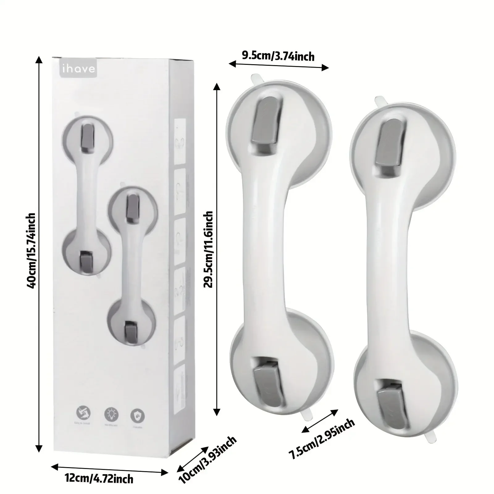 

2pcs, Shower Handle, 12" Grab Bars For Bathtubs And Showers, Suction Grab Bar, Bathroom Bathtub Bath Handles, Handicap Elderly S