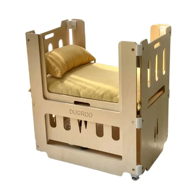 Pet natural birch bedside companion double crib kennel