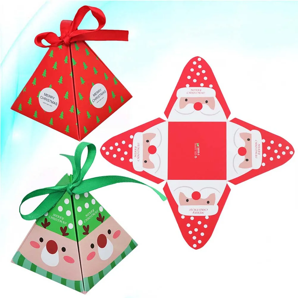 

12pcs Christmas Gift Boxes Small Favors Cookie Candy Containers Red Green Classic Pattern Party Supplies Premium Paper
