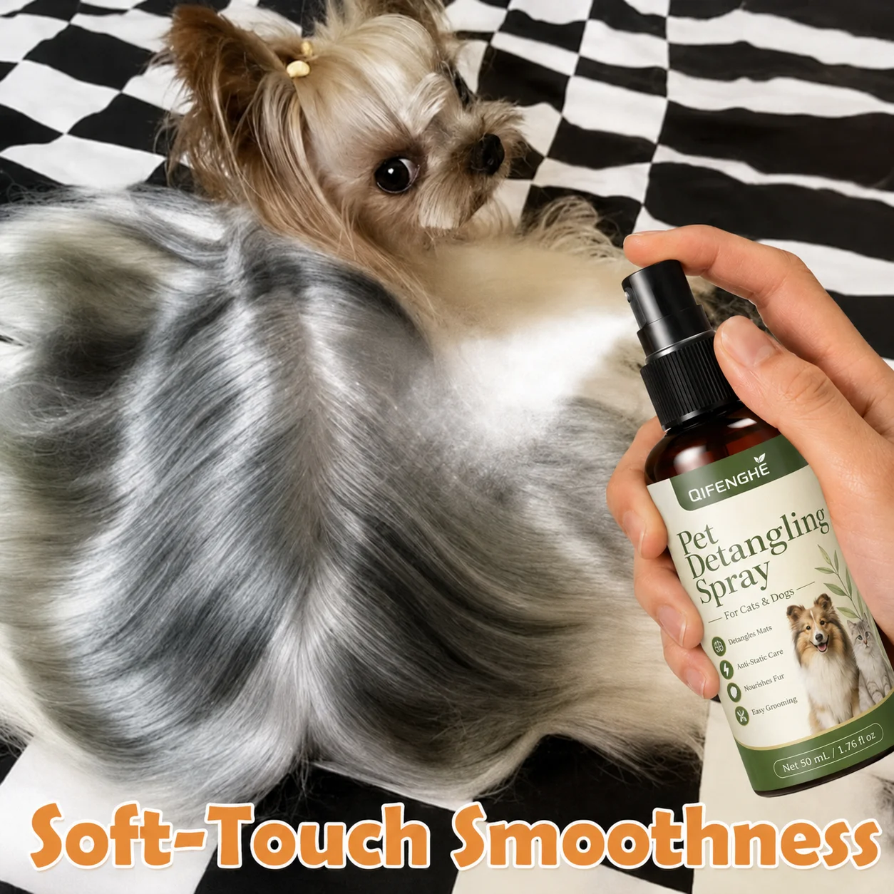 Pet Hair Detangler and Dematting Spray for Dogs Cats Anti Static No Rinse Coat Care Softens Knots Tangles Easy Combing 50ml