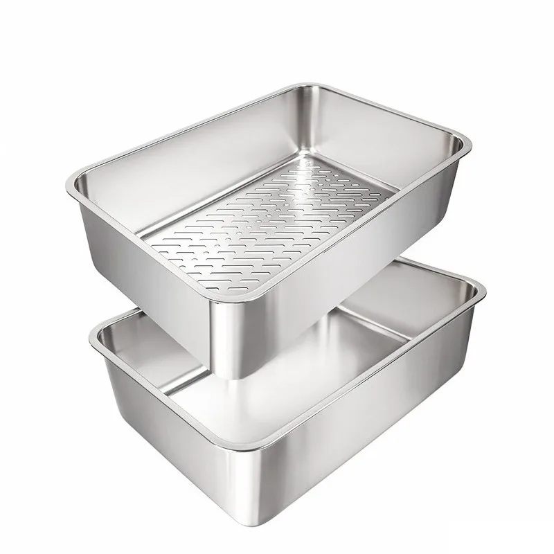 

Двухслойное подносное судно для кошек из нержавеющей стали. Легко очищаемая функция с просеивающей фильтрацией. Подходит очиститель и гигиенический уход за домашними животными.