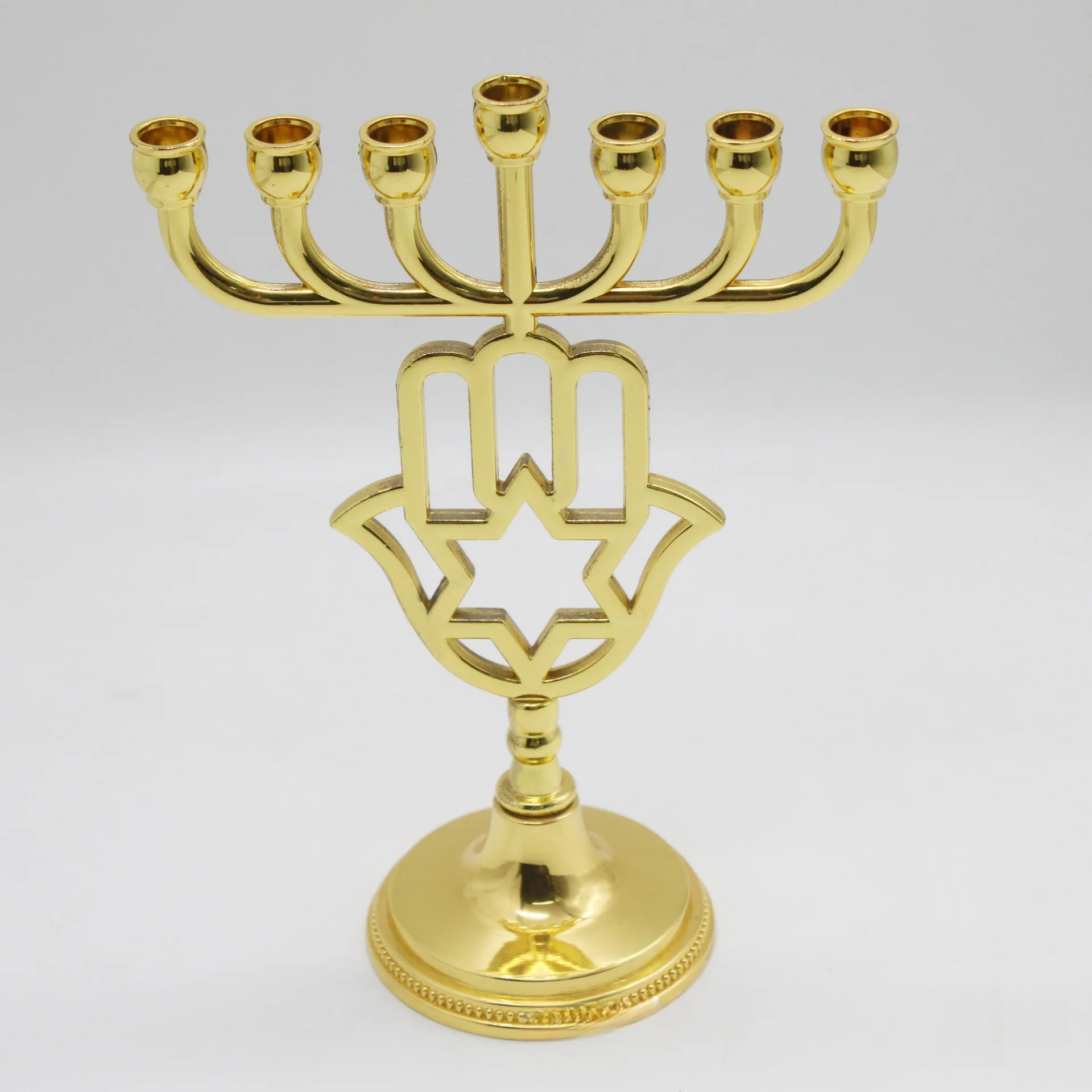 

7 Candlesticks Bedroom Menorah Decor 7-arm Ornaments Brass Vintage Religion Above Desktop Office