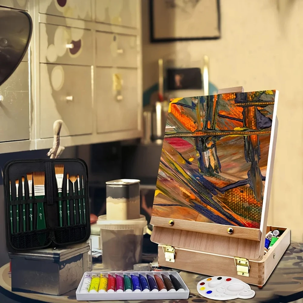 

Handheld Painting From Life Oil Box Case Traditional Painting Sketch Easel Portable Art Toolbox Desktop Painting Frame