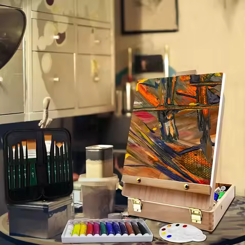 Handheld Painting From Life Oil Box Case Traditional Painting Sketch Easel Portable Art Toolbox Desktop Painting Frame