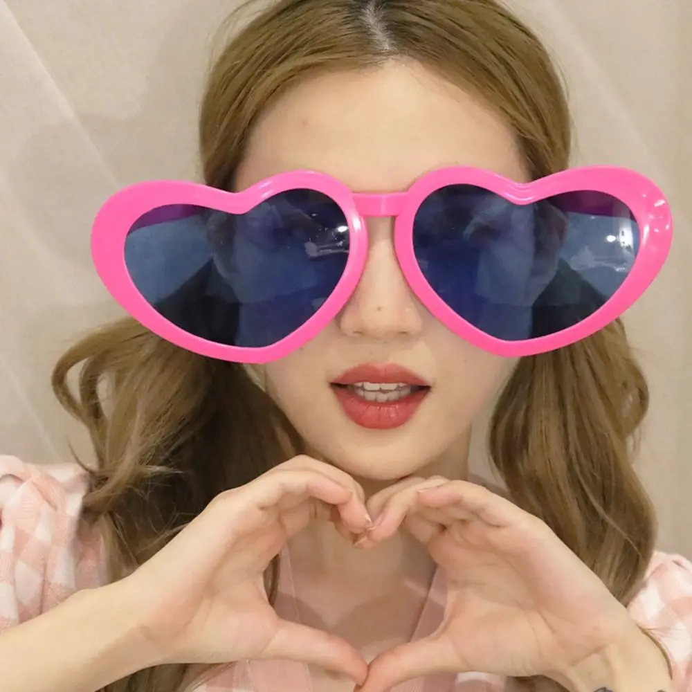 Fashion Large Frame Party Props Masquerade Shades Peach Heart Glasses Big Glasses Glow Glasses