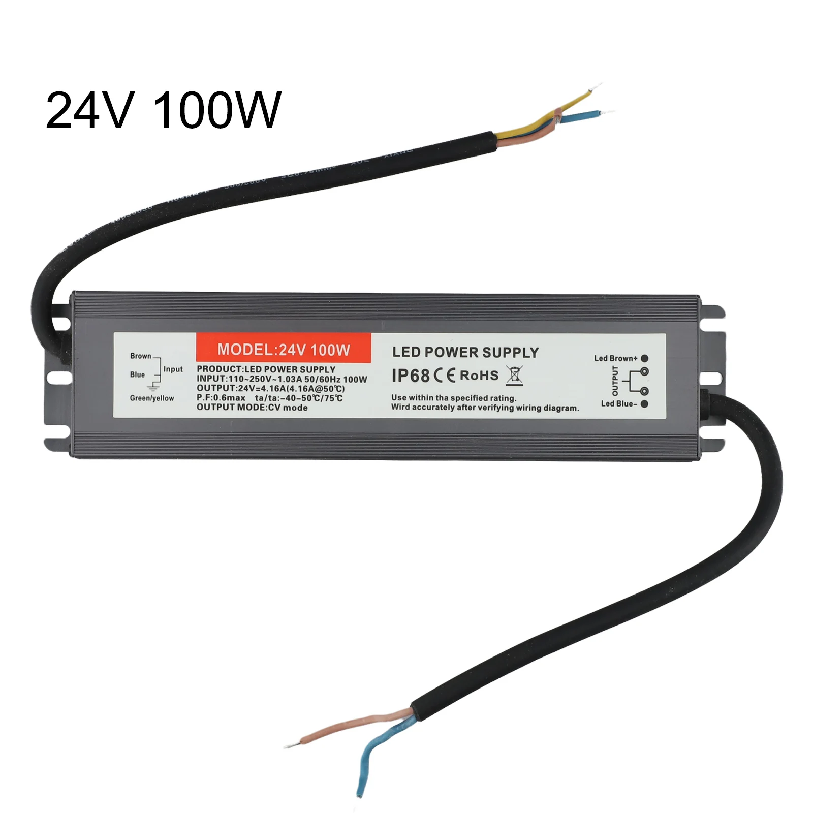 

100W Switching Power Supply IP68 Supply 221*53*20MM Waterproof Transformer Frequency 50 60HZ Flicker-free Lighting