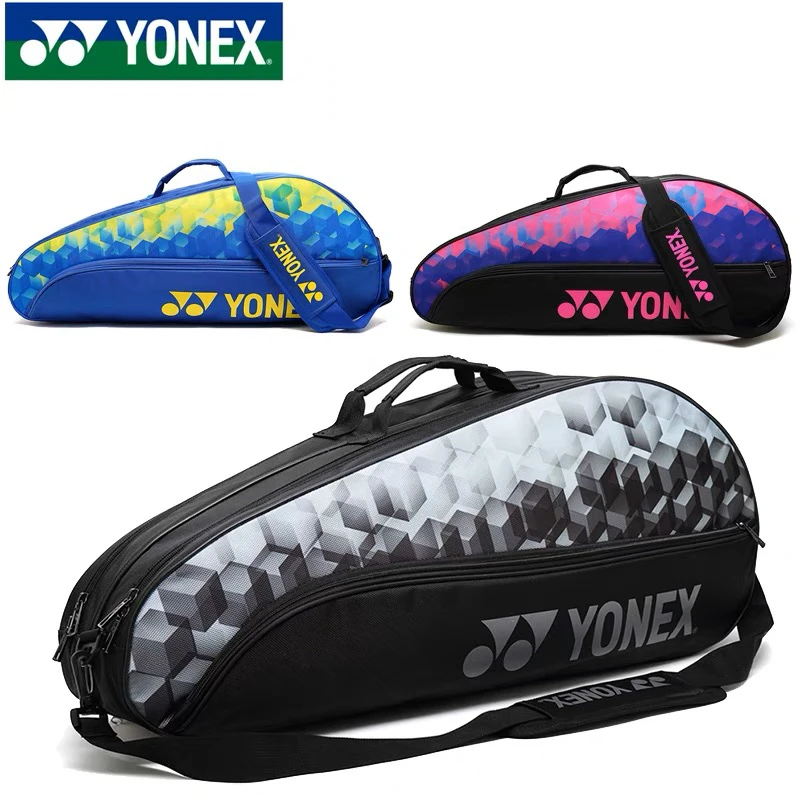 

Новая Большая Наплечная Сумка для бадминтона YONEX, портативная Мужская и женская спортивная сумка для тенниса 3 шт., сумка высокого качества и прочная