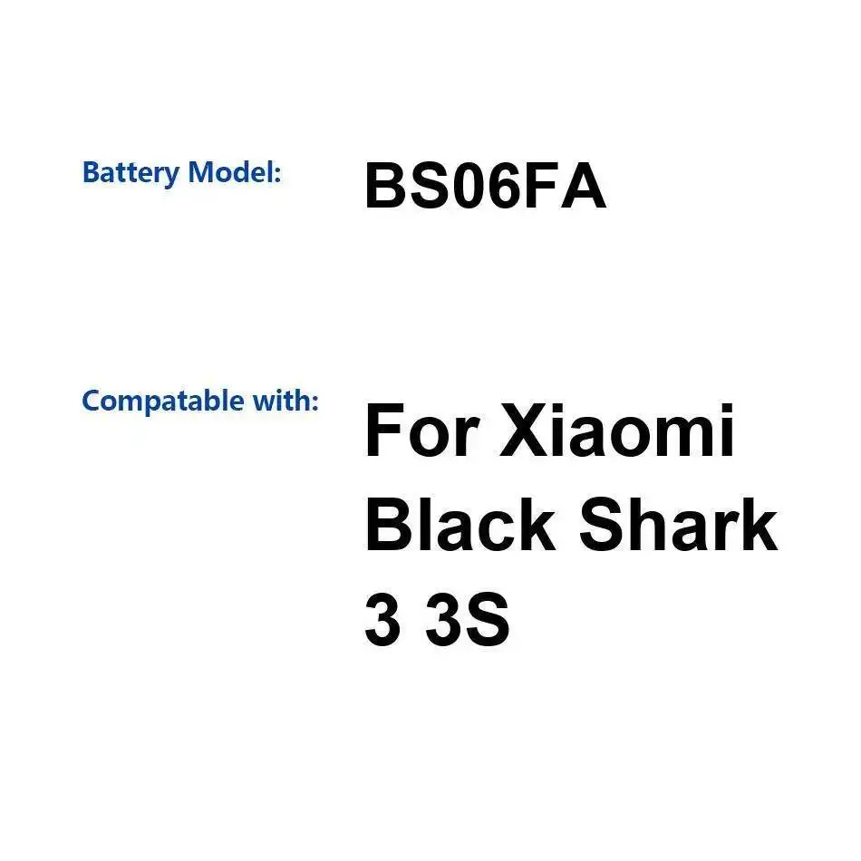 

Для Xiaomi Black Shark 3 3S 2360 мАч аккумулятор мобильного телефона BS06FA прочный