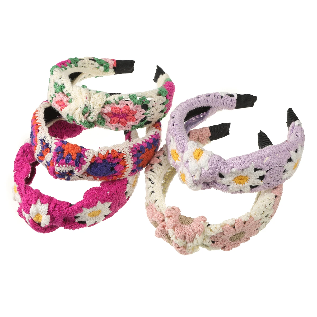 AWAYTR Knitted Yarn Headbands Floral Speckled Wide Headband Plastic Hair Accessories For Women Trends