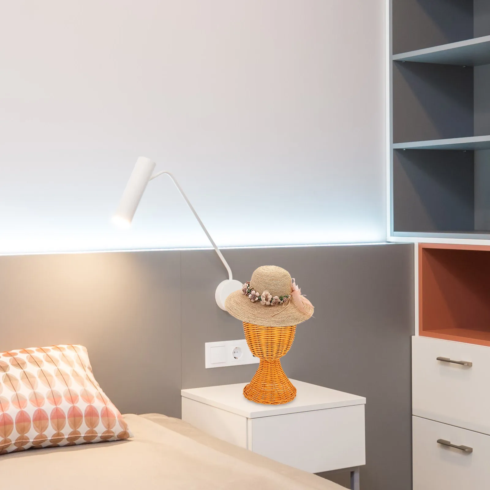 

Стильная подставка для шляп из ротанга, держатель для головных уборов, париков, украшений, настольный выставочный стенд, декор для дома