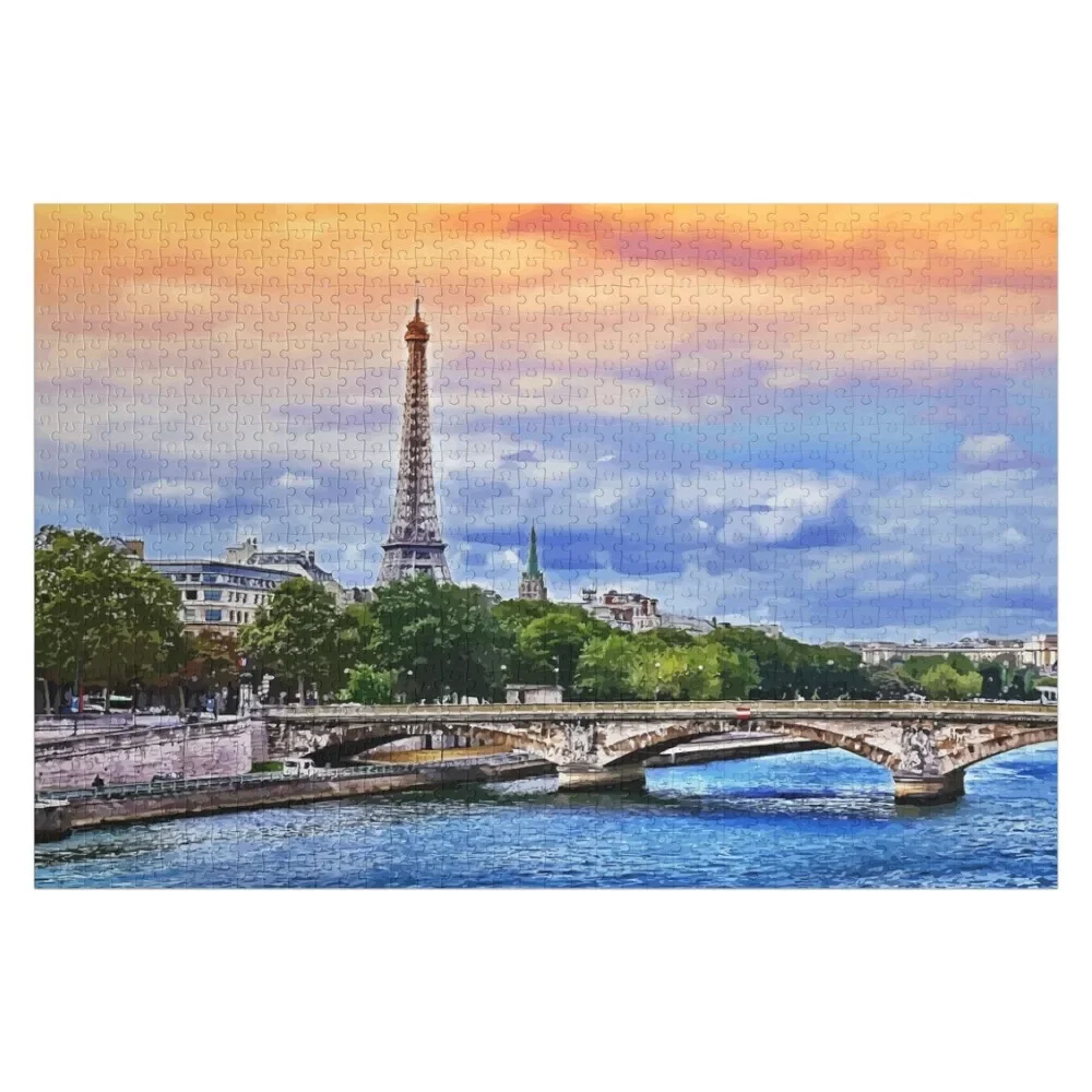 Paris - on the Seine Jigsaw Puzzle Personalised Name Wooden Name Custom Personalized Puzzle