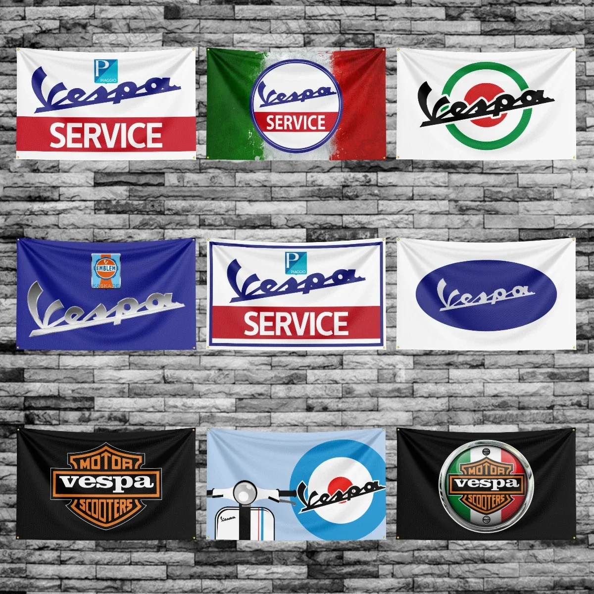 3x5 Ft Italy Vespa Scooter Motorcycle Racing Flag Polyester Printed Motorcycle Flags Banner Tapestry for Decor