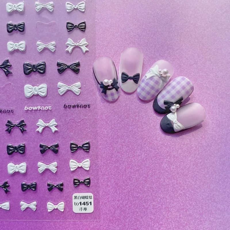 Relief 1451 Hot Adhesive Cute nail stickers Japanese Bow