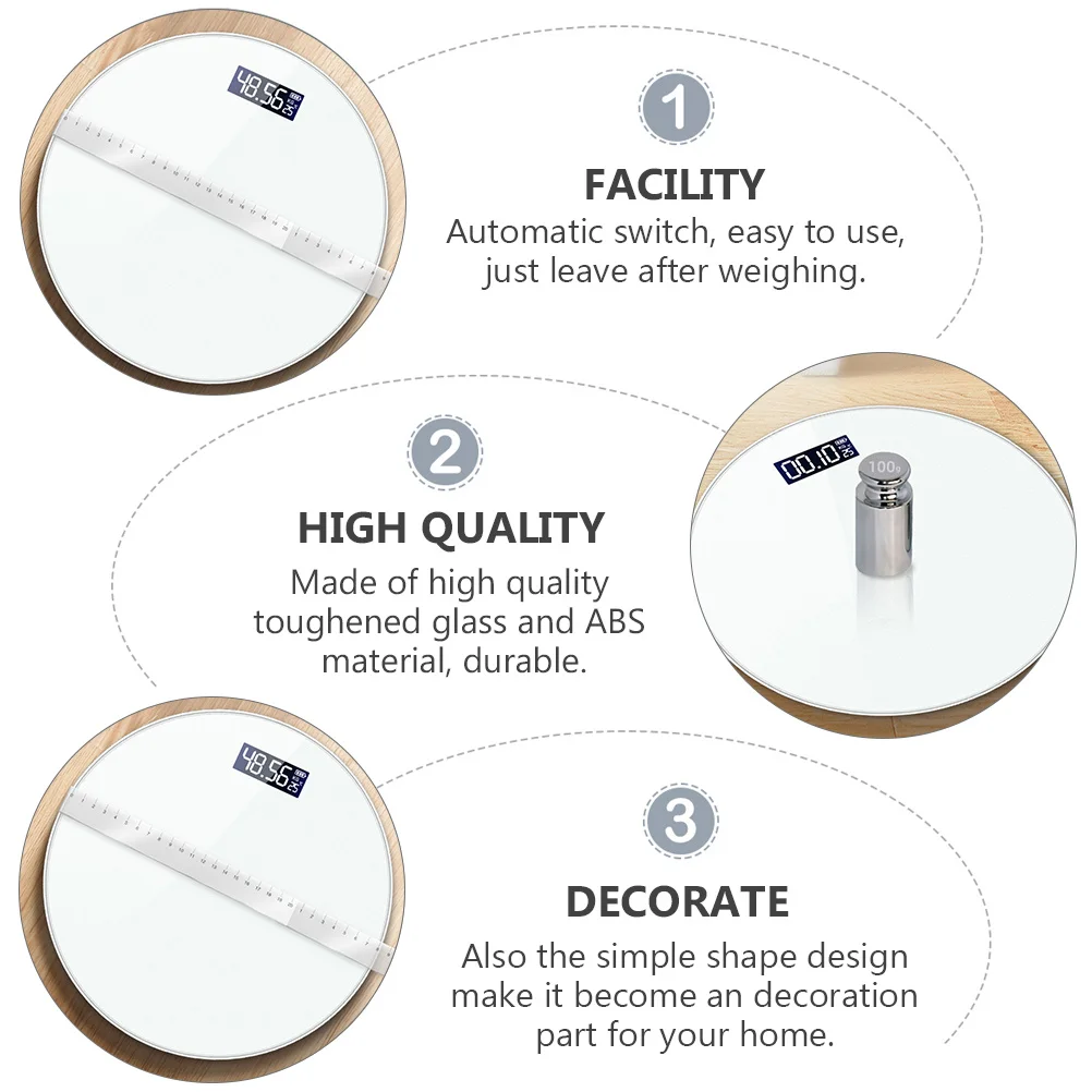 

Body Weight Scale Electronic Tempered Glass Large LED Display Automatic Off Temperature Display Practical Digital Scale for Body