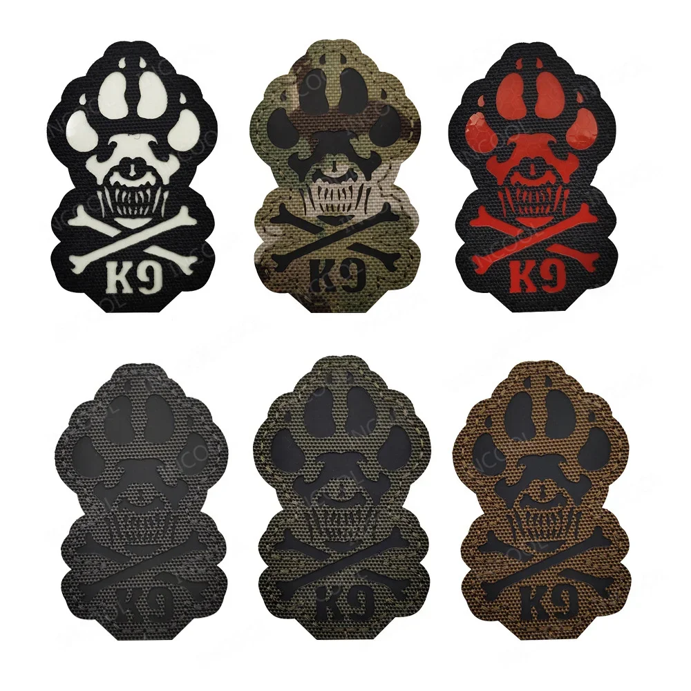 K9 Working Dog SAR Infrared IR Reflective Patch Rescue Dogs Embroidery Patches Tactical PVC Rubber Luminous Badges For Clothing