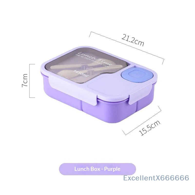 Bento Lunch Box For Kids Girls Cartoon Students Kawaii Cute Heated 3 Grid Sandwich Snack Food Canteen Storage Box