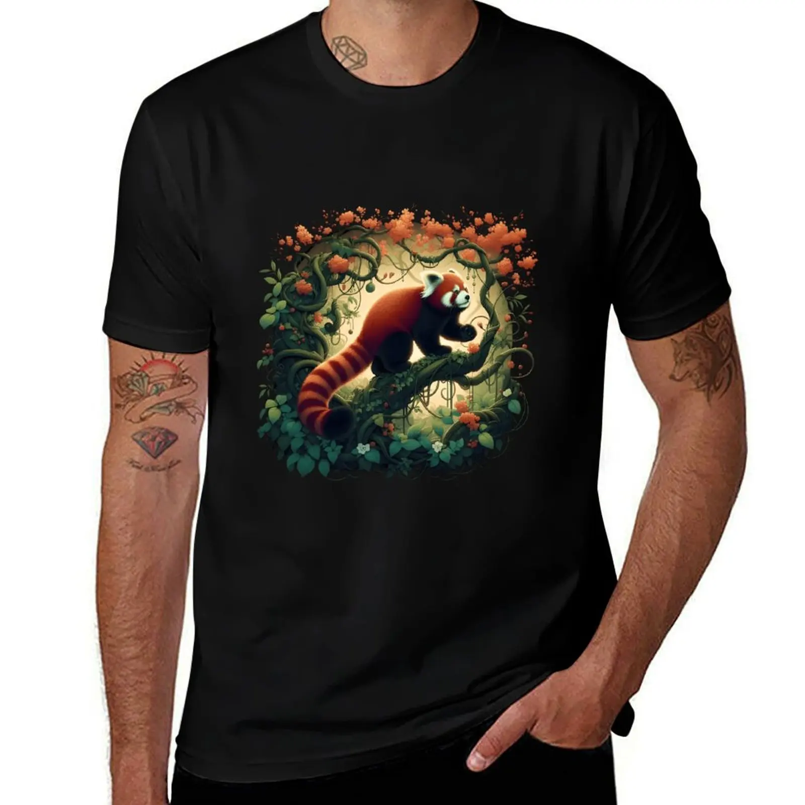 

Red panda on a branch T-Shirt Blouse Aesthetic clothing customs design your own funny t shirts men