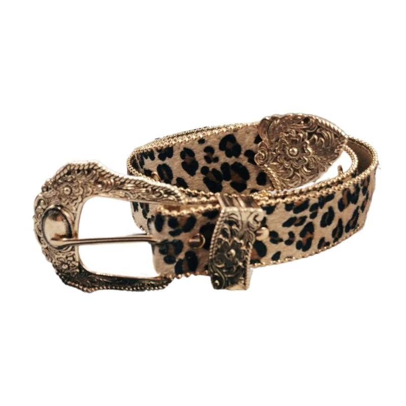 

2000s Waistbelt Women Decorative Belt for Pants Skirt Fashion Leopard Print Belt Subculture Belt Elegant Metal Buckle Be