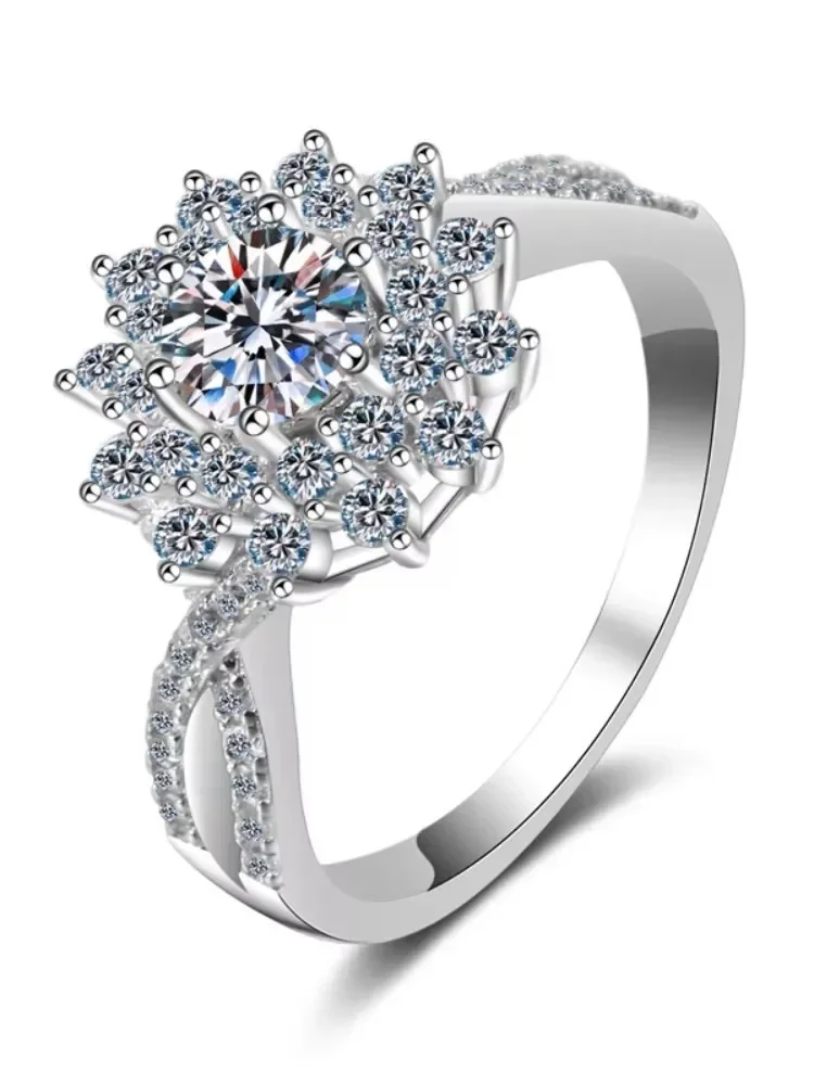 Fashion 925 Sterling Silver Moissanite Ring Women Diamond Fashion Luxury Trendy Classic Wedding Fashion Jewelry With GRA Certifi