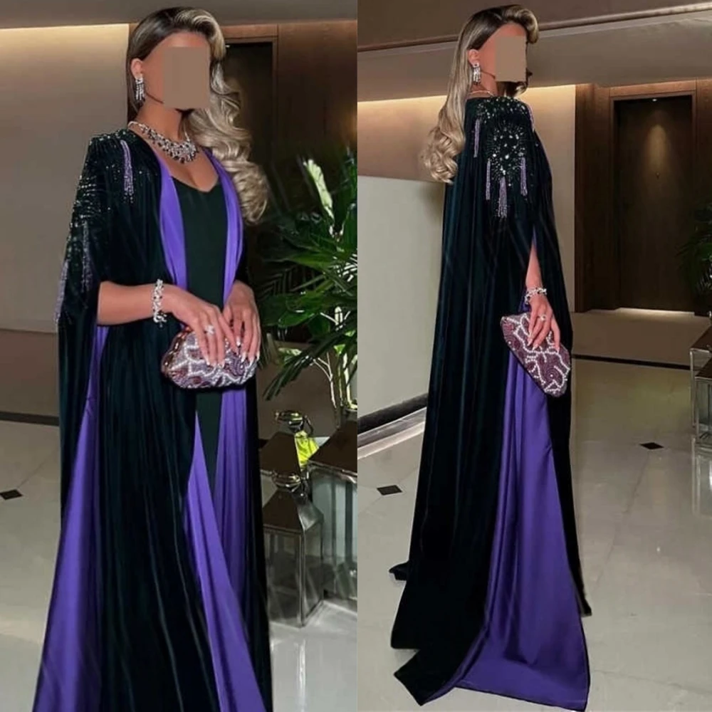 

Customized Modern Long Sleeves Scoop Evening Dress Exquisite Satin Prom Dresses Delicate Sweep Train Special Occasion Gowns
