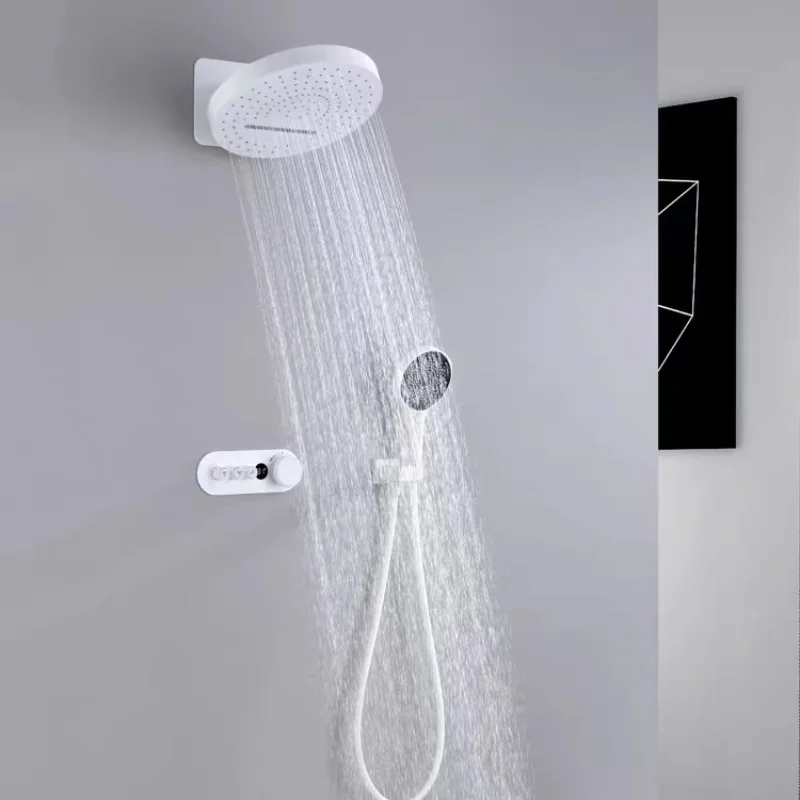 Wall mounted set with digital display and constant temperature, suspended ceiling mounted pressurized showerhead