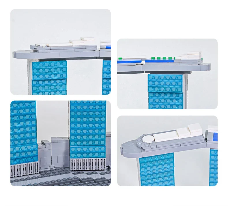881PCS Creative Landmark Singapore Hotel Bouwsteen Marina Bay Sands Bouwmodel Baksteen Moderne Architectuur Speelgoed