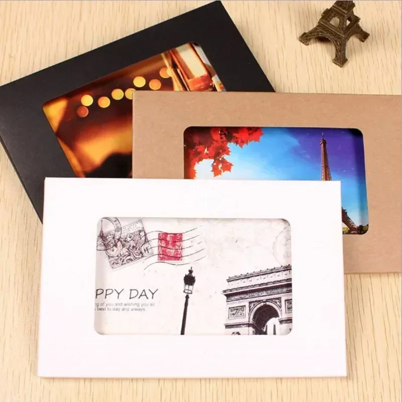 50PCS Photo Vintage Cutout Design Envelope Packaging Postcard Kraft Black/White/Brown Greeting Box Postcard Bag