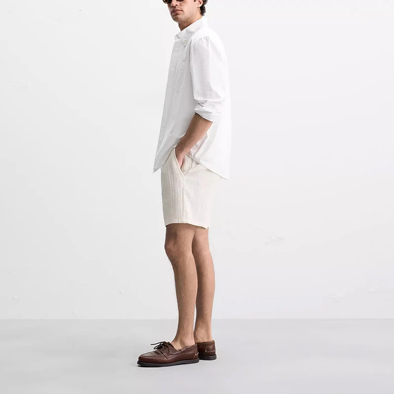 

Faionable Striped Texture Slim Fit Casual orts Spring 2025 Men's Wear Straight Leg ort Pants Urban Sle Knee-Length