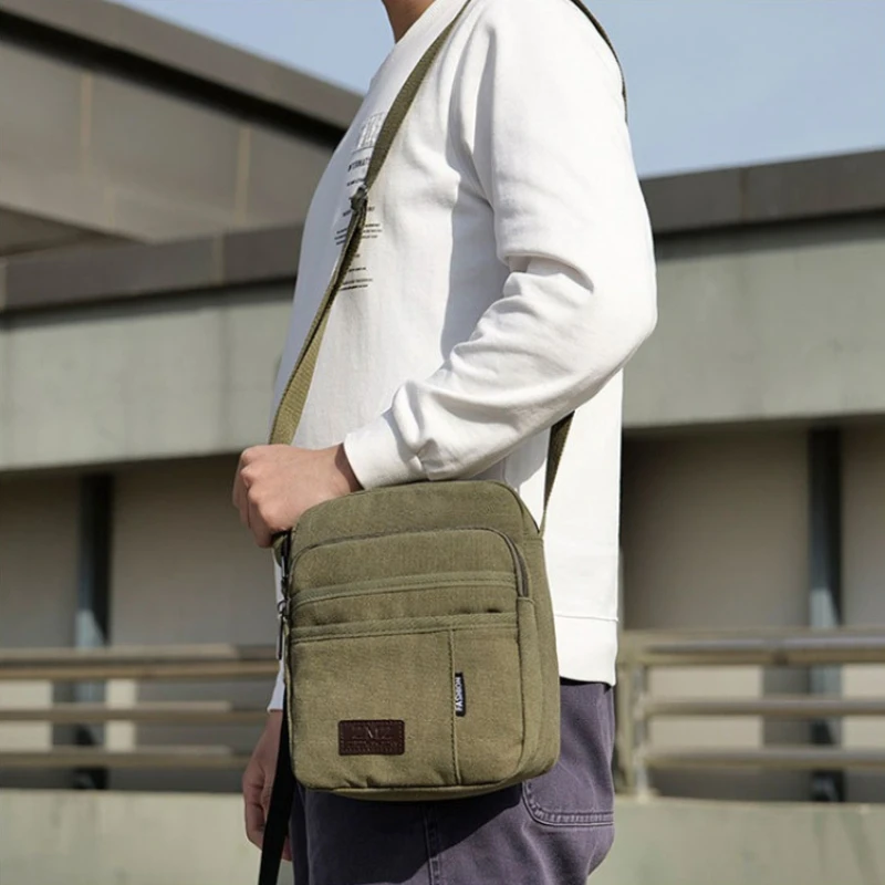 Men's Shoulder Bag Casual Bag Outdoor Multipurpose Bag Sports Men's Multilayer Solid Color Crossbody Bag