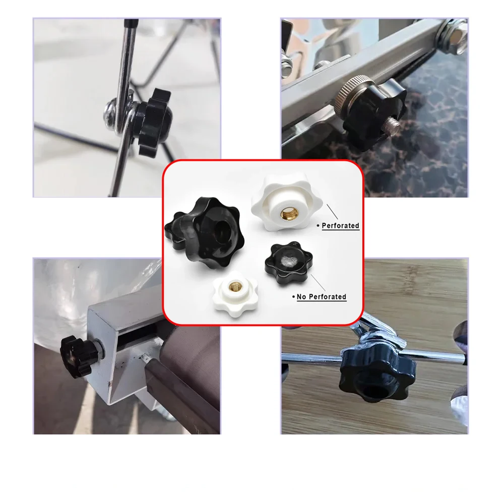 M4 M5 M6 M8 M10 M12 Black White Clamping Handle Plum Thread Hand Mechanical Manual Tighten Star Nuts Thumb Knob Nut Nuts