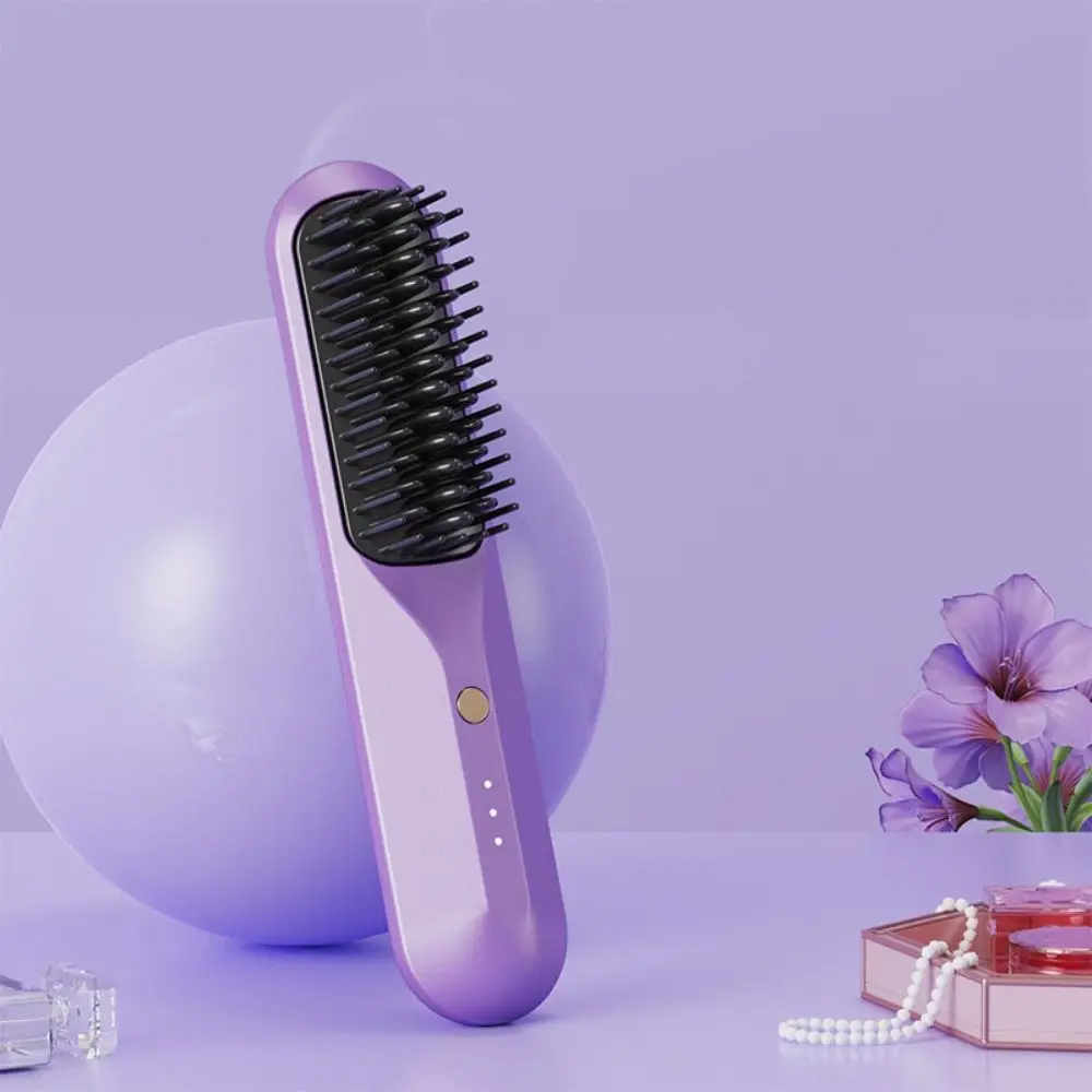 Rechargeable Hair Straightener Anti-scalding Wireless Hair Straight Brush Lightweight Straightening Electric Hot Comb Hair Care