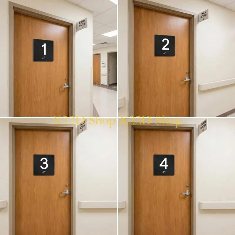 X22D Exam Room Braille Signs Exam Room Sign,Exam Room Numbers with Braille and Tactiles Identification Signs Numbers