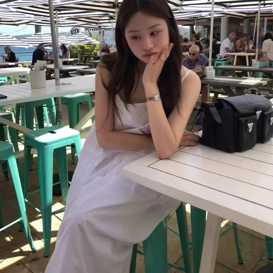 Primavera Verano nuevo OUNCE coreano Sle mat Color versátil correa adelgazante suelta Dr Casual de una sola pieza señoras D...