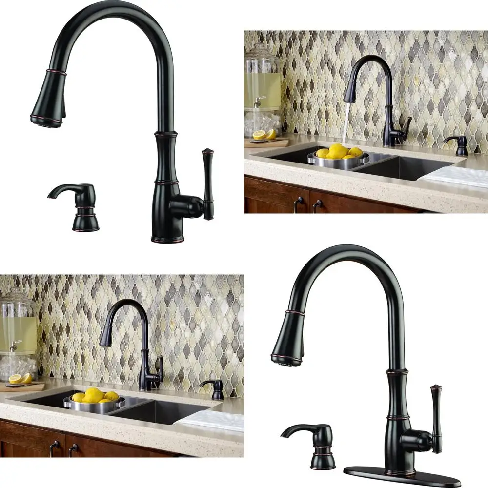 

Wheaton High-Arc Kitchen Faucet with Pull-Down Spray and Soap Dispenser, Single Handle, Tuscan Bronze, GT529WH