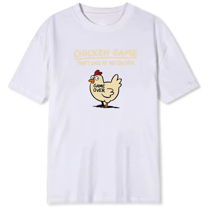 لعبة الدجاج لا تنظر إلى نمط الدجاج طباعة تي شيرت الرجال عادية اليومية في الهواء الطلق جولة الرقبة قصيرة الأكمام تي شيرت رجالي أعلى #2