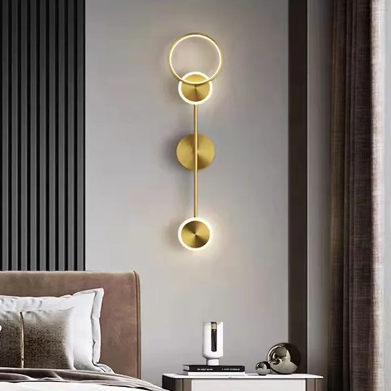 Modern Creativity Minimalist Fashion Decorative LED Wall Lamp Bedroom Villa Study Living Room Black Coppery Iron Light