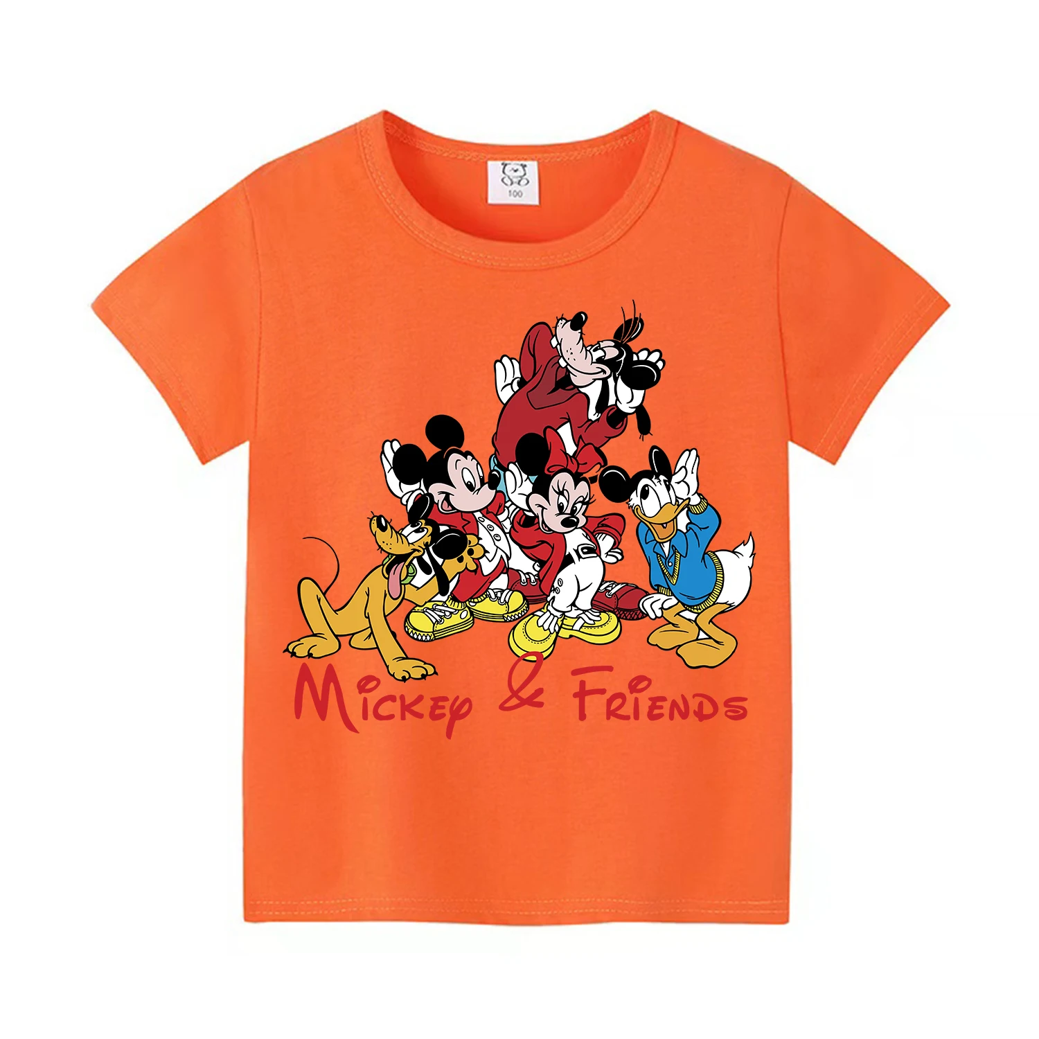 MINISO 2024 Summer 4-14 Years Children's Cool Boy Cute Girls Lightweight and Breathable 100% Cotton Mickey Print T-Shirt Tops