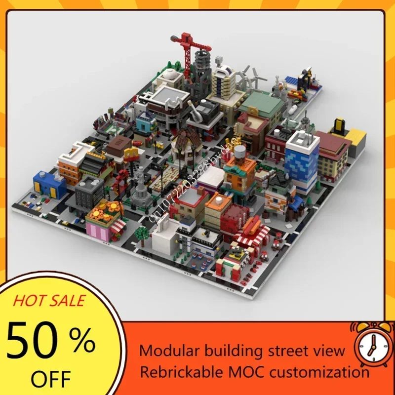 15414PCS Customized MOC Modular City Restaurants Street View Building Blocks Model Technology Bricks DIY Assembly Toys Xmas Gift