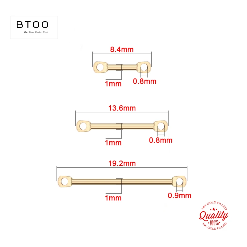 Real 14K Gold Filled Round Bar Link Gold Jewelry Accessories Long Stick Connector for Necklace Making Handmade Jewelry Findings