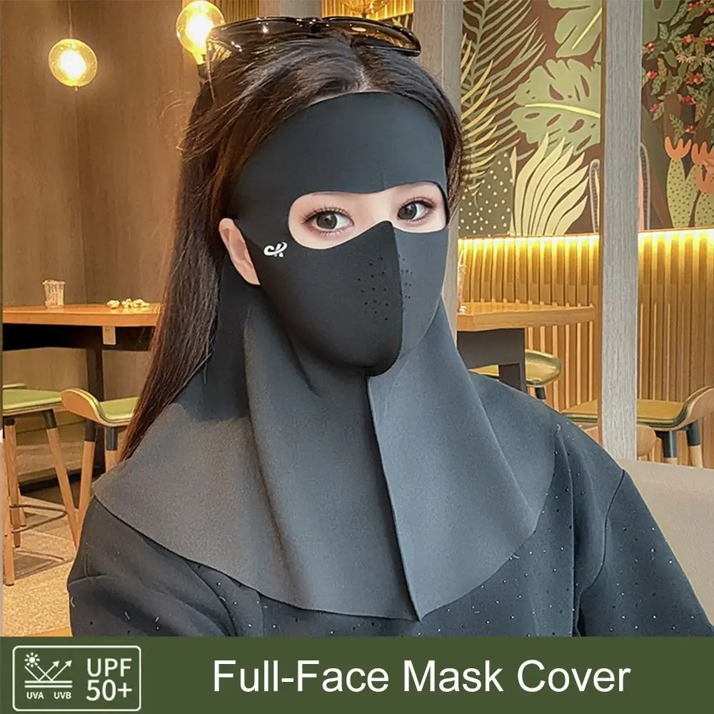 Fashion Summer Full-Face Mask Cover Sun Protection UPF 50+ Ice Silk Face Veil Outdoor Cycling Neck Wrap Cover for Male Female